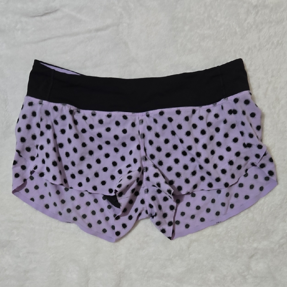 Lululemon Athletica Lavender Black Polka Dot Athletic Shorts